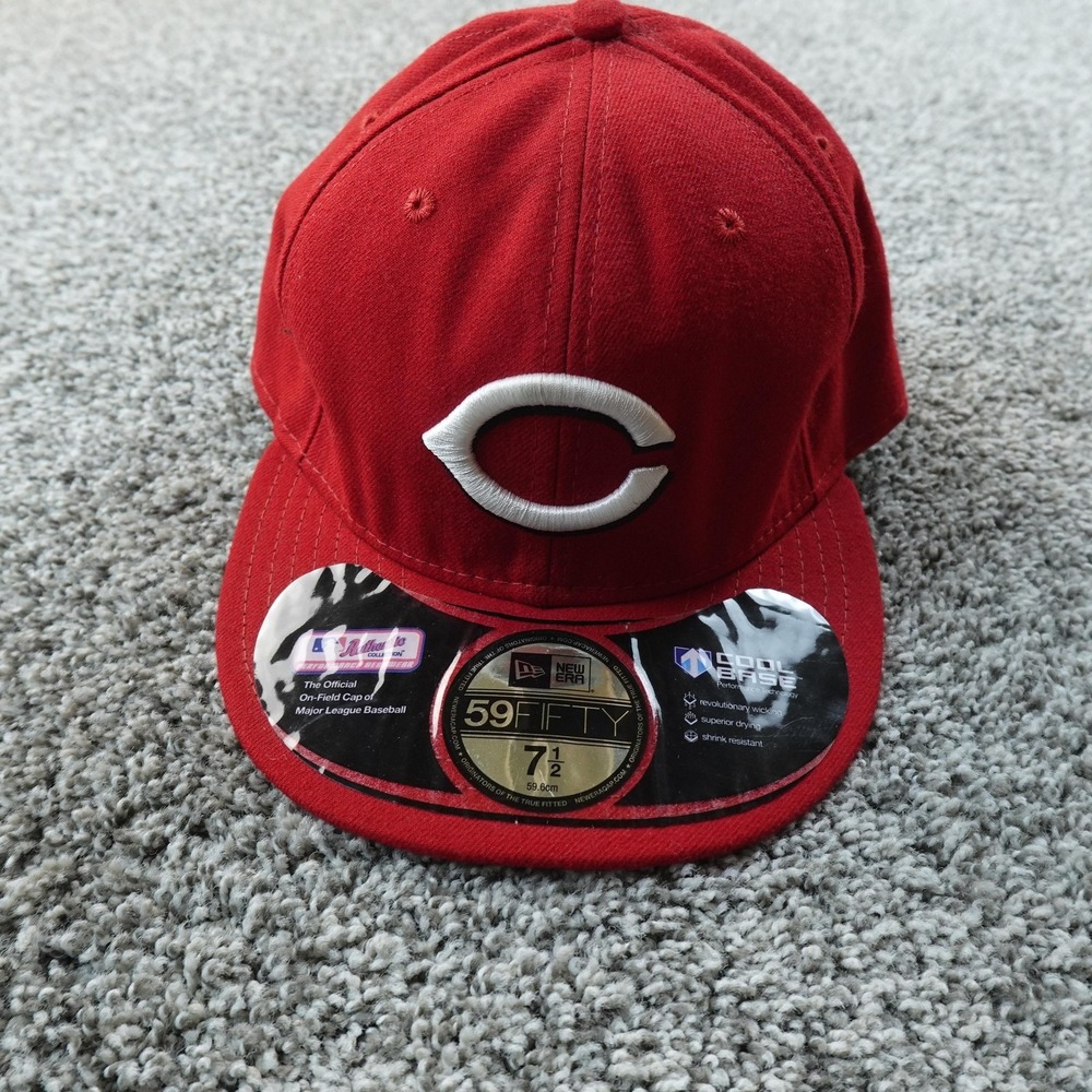 NEW Cincinnati Reds Hat Cap Mens 7 1/2 Red MLB Baseball Fitted Cool Base New Era